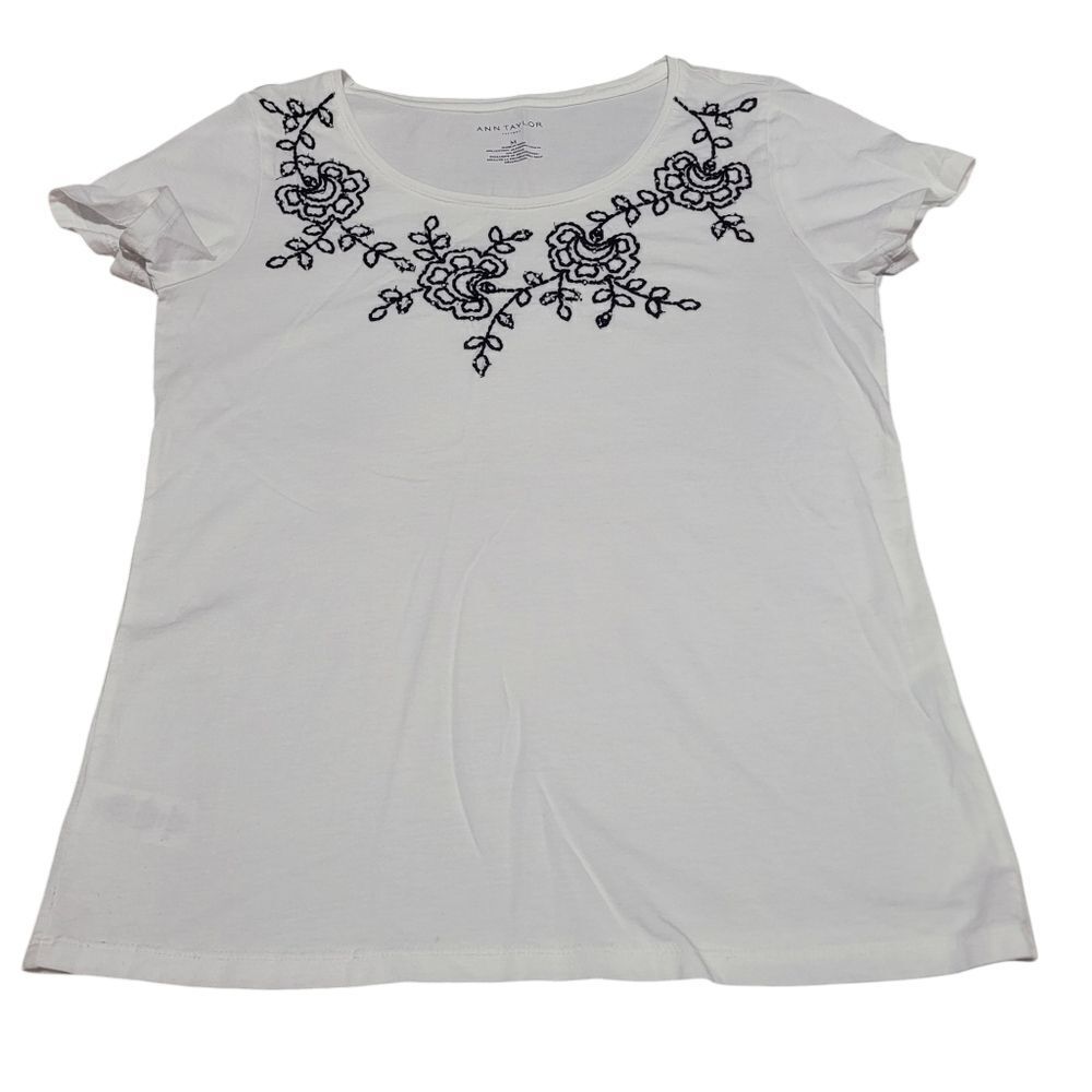 Ann Taylor roses and beads tee